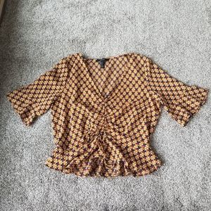 Forever 21 ruched front ruffle crop top